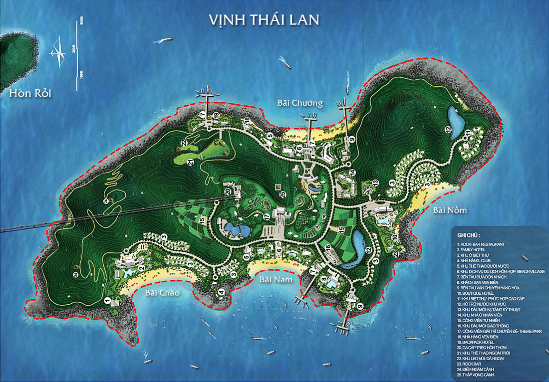 Phạm vi ranh giới dự án Hòn Thơm theo bản đồ quy hoạch Phú Quốc, Quyết định số 633/QĐ-TTg ngày 11/5/ 2010