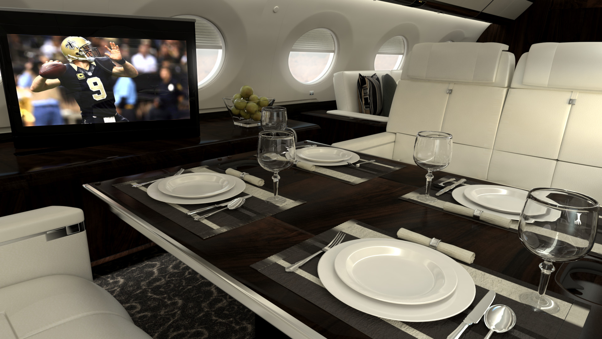 Nội thất của Gulfstream G650ER có sức chứa tối đa 17 hành khách ngồi hoặc 6 – 8 hành khách ngủ